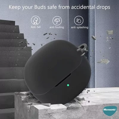 Microsonic QCY HT08 MeloBuds Pro Kılıf Askılı Mat Silikon Siyah
