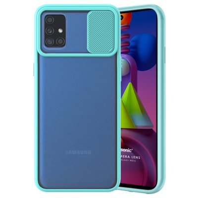 Microsonic Samsung Galaxy M31S Kılıf Slide Camera Lens Protection Turkuaz