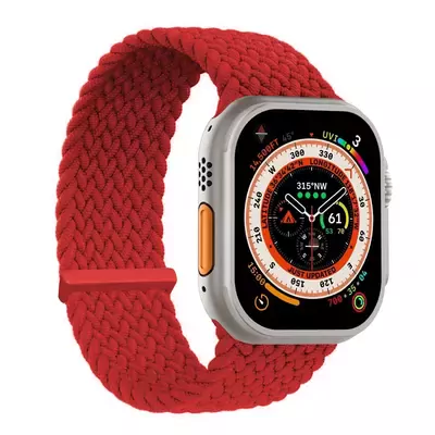 Microsonic Apple Watch Ultra 3 Kordon, (Medium Size, 147mm) Knitted Fabric Single Loop Kırmızı