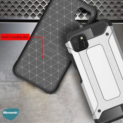 Microsonic Huawei Y5P Kılıf Rugged Armor Gümüş