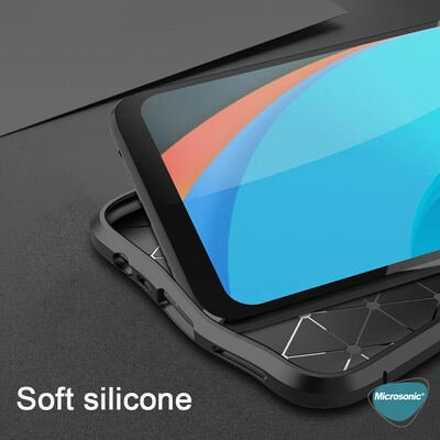 Microsonic Realme C21 Kılıf Deri Dokulu Silikon Siyah