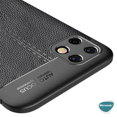 Microsonic Realme C21 Kılıf Deri Dokulu Silikon Lacivert