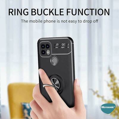 Microsonic Realme C21 Kılıf Kickstand Ring Holder Kırmızı