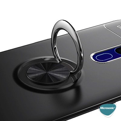 Microsonic Oppo A5 2020 Kılıf Kickstand Ring Holder Lacivert