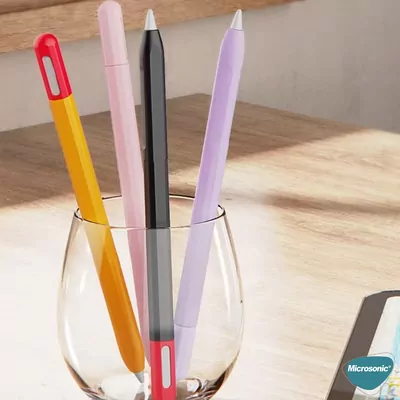 Microsonic Apple Pencil Pro Kılıf Mat Silikon Beyaz Gri