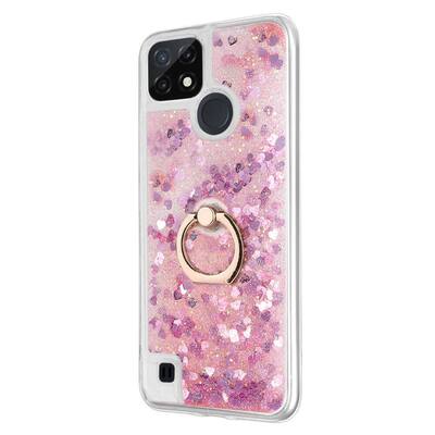 Microsonic Realme C21 Kılıf Glitter Liquid Holder Pembe