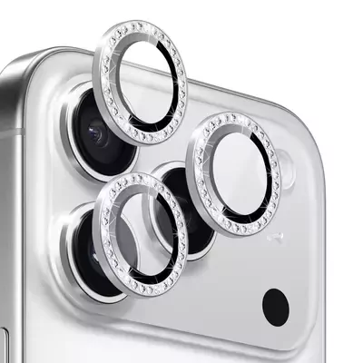 Microsonic Apple iPhone 17 Pro Tekli Diamond Taşlı Kamera Koruma Camı Gümüş