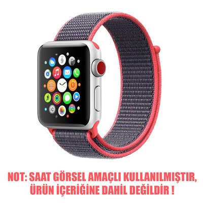 Microsonic Apple Watch Series 7 41mm Hasırlı Kordon Woven Sport Loop Koyu Pembe