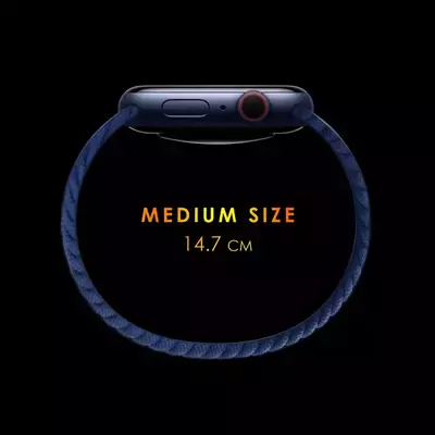 Microsonic Apple Watch SE 44mm Kordon, (Medium Size, 147mm) Braided Solo Loop Band Beyaz