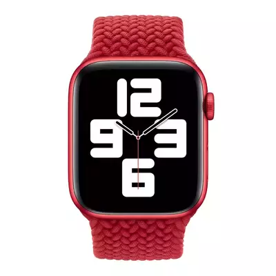 Microsonic Apple Watch SE 44mm Kordon, (Medium Size, 147mm) Braided Solo Loop Band Beyaz