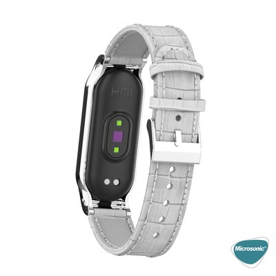 Microsonic Xiaomi Mi Band 6 Kordon Litchi Wrist Strap Kahverengi