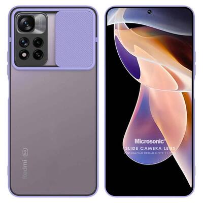 Microsonic Xiaomi Redmi Note 11 Pro Kılıf Slide Camera Lens Protection Lila