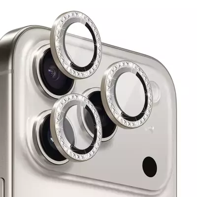 Microsonic Apple iPhone 17 Pro Tekli Diamond Taşlı Kamera Koruma Camı Gold