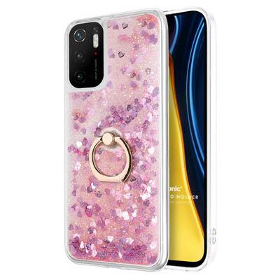 Microsonic Xiaomi Poco M3 Pro Kılıf Glitter Liquid Holder Pembe