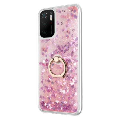 Microsonic Xiaomi Poco M3 Pro Kılıf Glitter Liquid Holder Pembe