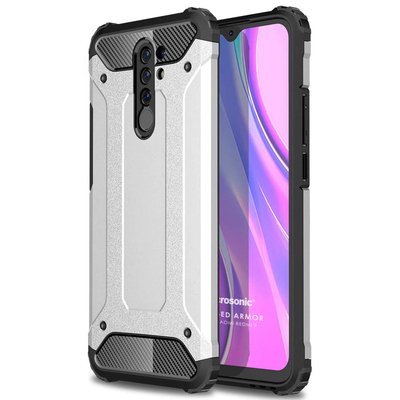 Microsonic Xiaomi Redmi 9 Kılıf Rugged Armor Gümüş