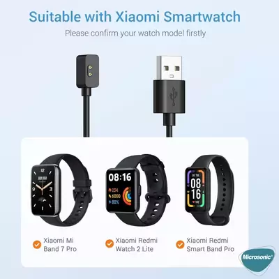 Microsonic Xiaomi Mi Band 7 Pro Manyetik USB Şarj Kablosu Siyah