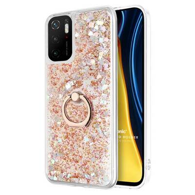 Microsonic Xiaomi Poco M3 Pro Kılıf Glitter Liquid Holder Gold