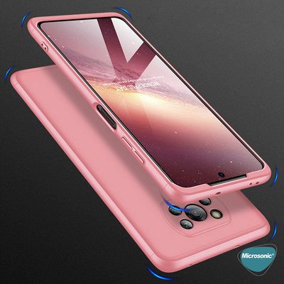 Microsonic Xiaomi Poco X3 NFC Kılıf Double Dip 360 Protective AYS Siyah Kırmızı