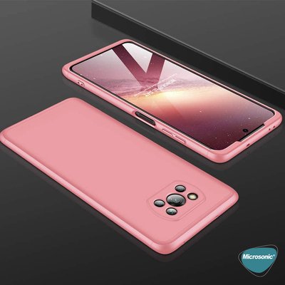 Microsonic Xiaomi Poco X3 NFC Kılıf Double Dip 360 Protective AYS Siyah Kırmızı