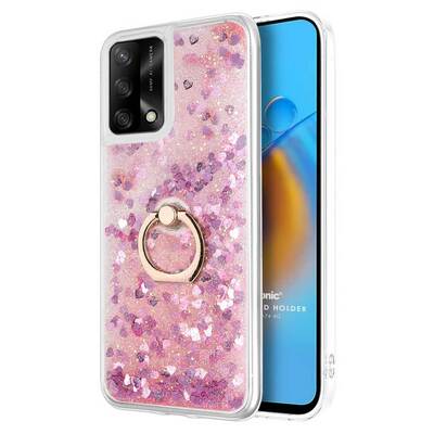 Microsonic Oppo A74 4G Kılıf Glitter Liquid Holder Pembe