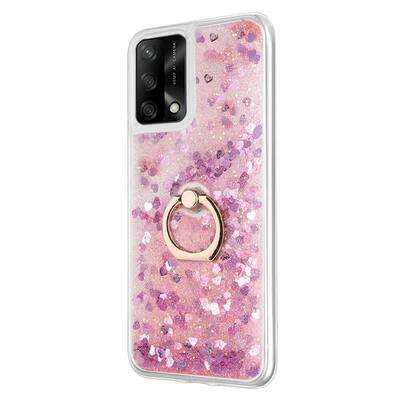 Microsonic Oppo A74 4G Kılıf Glitter Liquid Holder Pembe