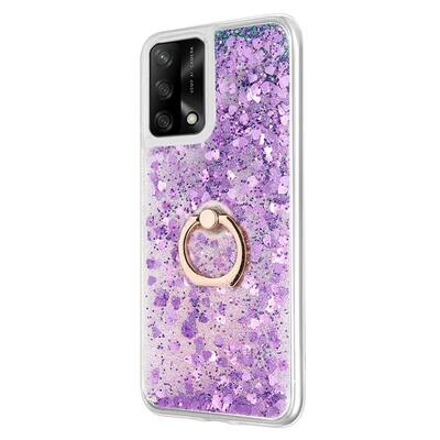 Microsonic Oppo A74 4G Kılıf Glitter Liquid Holder Mor