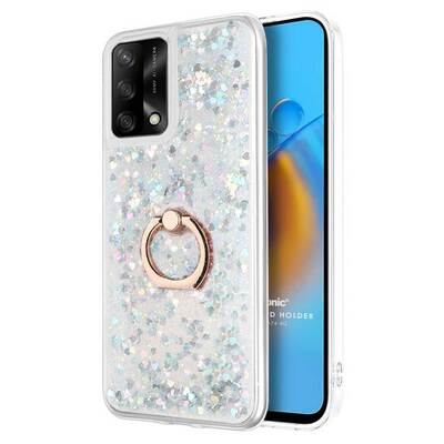 Microsonic Oppo A74 4G Kılıf Glitter Liquid Holder Gümüş