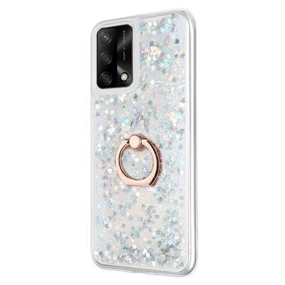 Microsonic Oppo A74 4G Kılıf Glitter Liquid Holder Gümüş