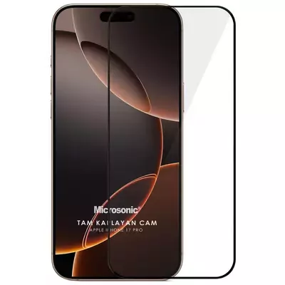Microsonic Apple iPhone 17 Pro Tam Kaplayan Temperli Cam Ekran Koruyucu Siyah