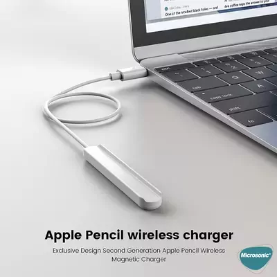 Microsonic Apple Pencil (2. nesil) Masaüstü Manyetik Type-C Şarj Cihazı Beyaz