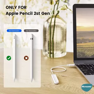 Microsonic Apple Pencil (2. nesil) Masaüstü Manyetik Type-C Şarj Cihazı Beyaz