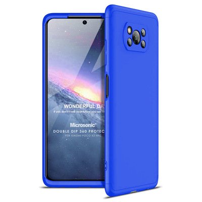 Microsonic Xiaomi Poco X3 NFC Kılıf Double Dip 360 Protective AYS Mavi