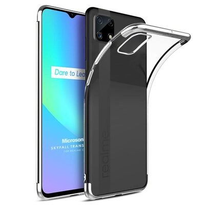 Microsonic Realme C25 Kılıf Skyfall Transparent Clear Gümüş