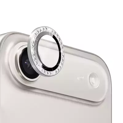 Microsonic Apple iPhone 17 Air Tekli Diamond Taşlı Kamera Koruma Camı Gümüş