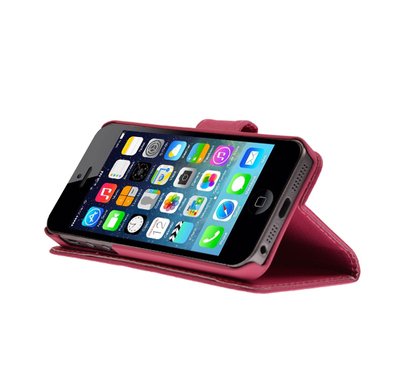 CaseUp Apple iPhone 5 Cüzdanlı Suni Deri Kılıf Pembe