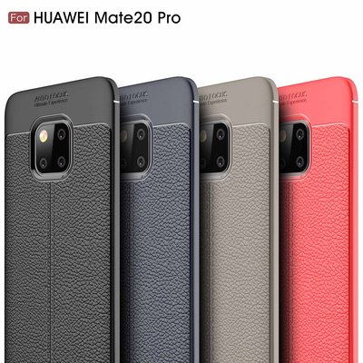 Microsonic Huawei Mate 20 Pro Kılıf Deri Dokulu Silikon Siyah