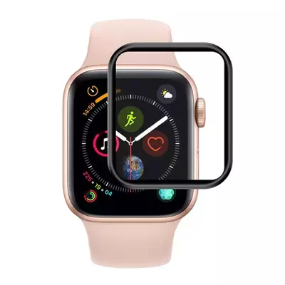 Microsonic Apple Watch Series 6 44mm Tam Kaplayan Temperli Cam Full Ekran koruyucu Siyah