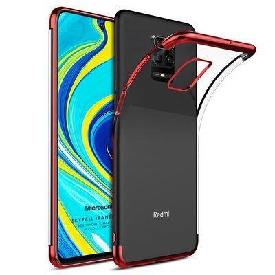 Microsonic Xiaomi Redmi Note 9S Kılıf Skyfall Transparent Clear Kırmızı