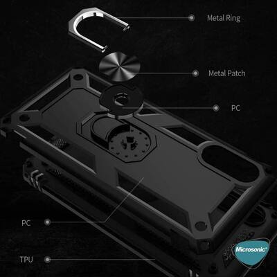 Microsonic Samsung Galaxy A02 Kılıf Military Ring Holder Lacivert