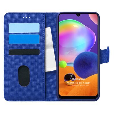 Microsonic Samsung Galaxy A31 Kılıf Fabric Book Wallet Lacivert