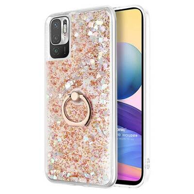 Microsonic Xiaomi Redmi Note 10 5G Kılıf Glitter Liquid Holder Gold