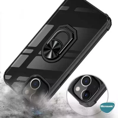 Microsonic Apple iPhone 15 Plus Kılıf Grande Clear Ring Holder Lacivert