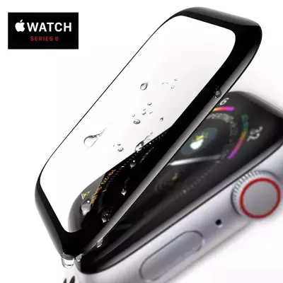 Microsonic Apple Watch SE 44mm Tam Kaplayan Temperli Cam Full Ekran koruyucu Siyah