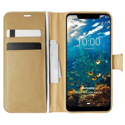 Microsonic Casper Via P3 Kılıf Delux Leather Wallet Gold