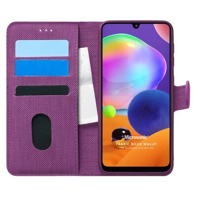 Microsonic Samsung Galaxy A31 Kılıf Fabric Book Wallet Mor