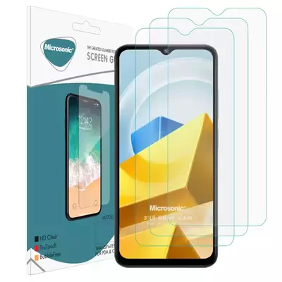 Microsonic Xiaomi Poco M5 Screen Protector Nano Glass Cam Ekran Koruyucu (3`lü Paket)