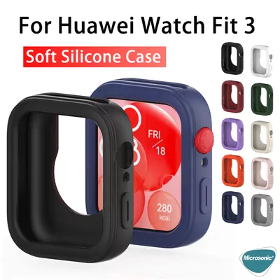 Microsonic Huawei Watch Fit 3 Kılıf Soft Silicone Kırmızı