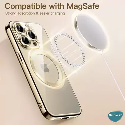 Microsonic Samsung Galaxy S23 Ultra Kılıf MagSafe Luxury Electroplate Koyu Yeşil