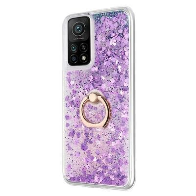 Microsonic Xiaomi Mi 10T Kılıf Glitter Liquid Holder Mor